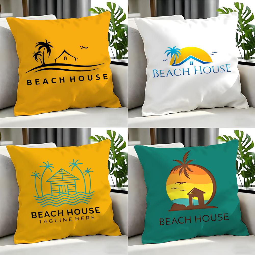 Indie Beach House Cushion Cover Cushion Cover Set 4Pcs 50X50 45X45 40X40 Pillowcase Decorative Sofa Home Decor