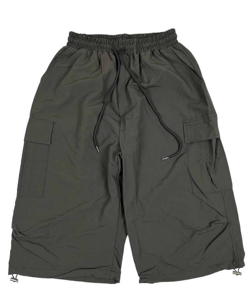 SK8ER ROCK Nylon Cargo Wide Long Half Pants Dimgray