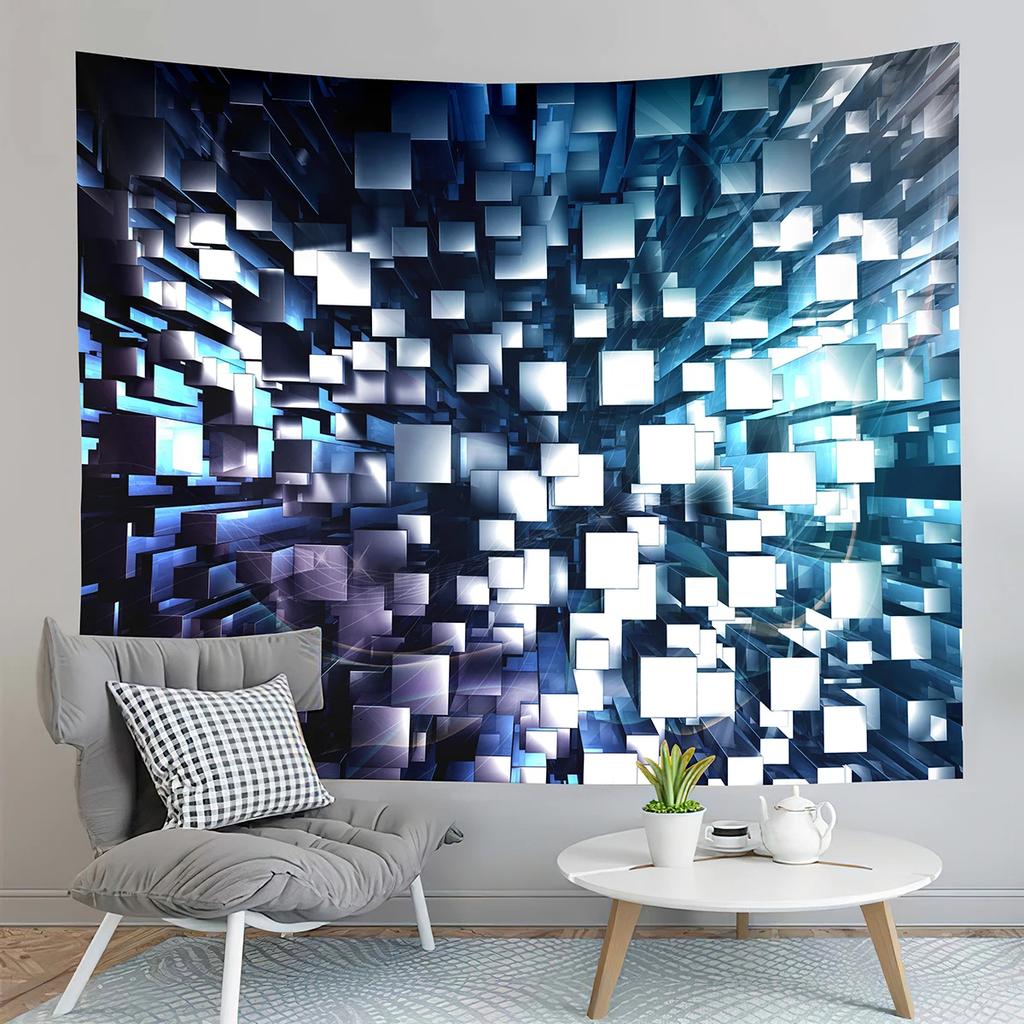 Abstract Tapestry Geometry Cube Tapestry Science Fiction Style Tapestry Creativity Art Tapestries Home Living Room Bedroom Dorm