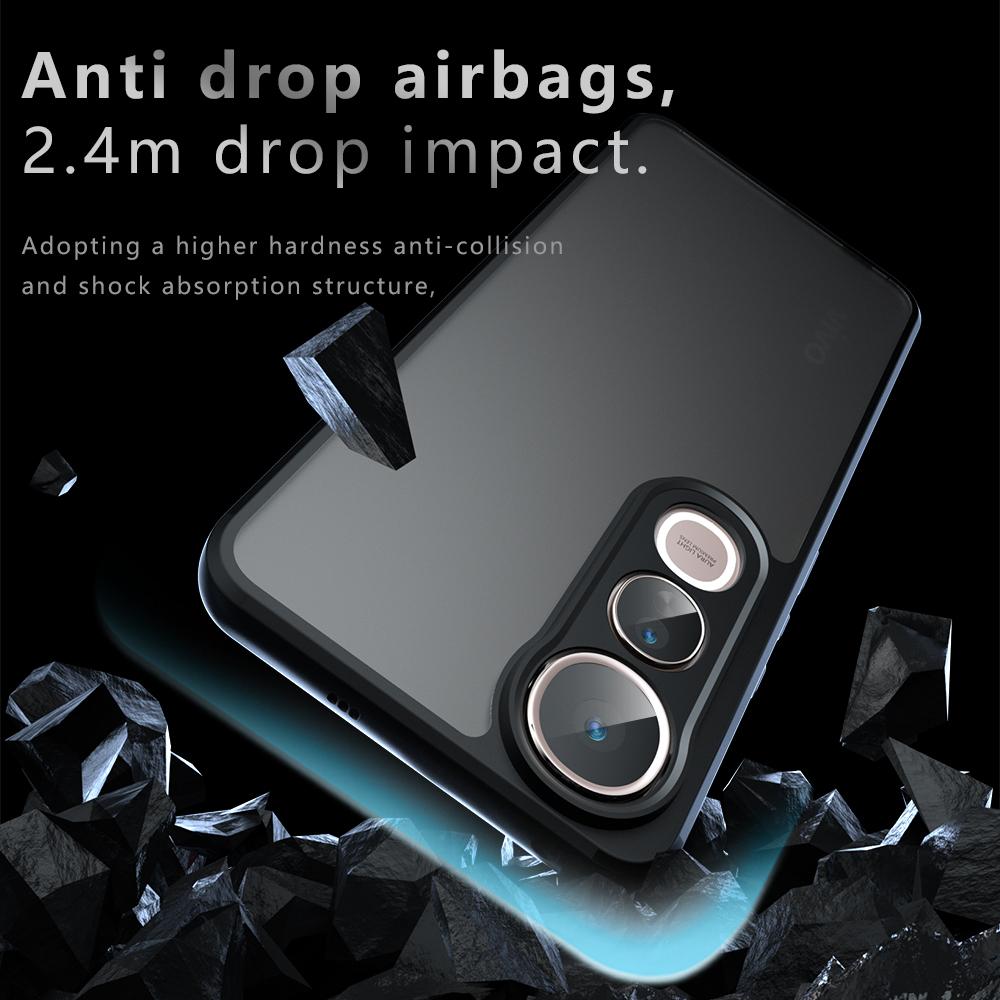 For Vivo V50 Lite 5G Case Skin-Touch TPU+PC Matte Phone Shell,Transparent Black