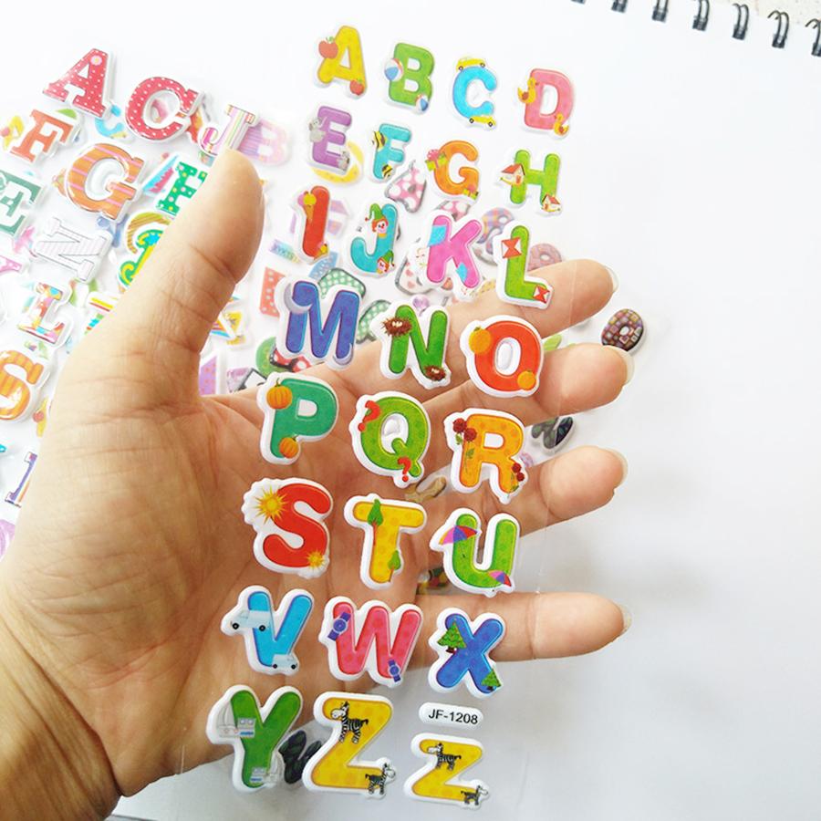 6/12/24pcs Cartoon Bubble Stickers (Letter Design) Self-adhesive & Easy to Stick for Laptop/Luggage Decoration Student Rewards