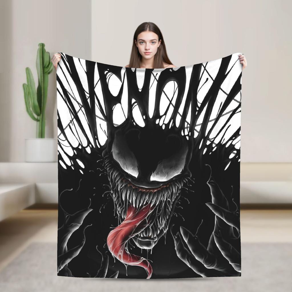 Venom cartoon Blanket Travel Office Flannel Throw Blanket For Couch Chair Sofa Bed Soft Design Quality Bedspread Gift