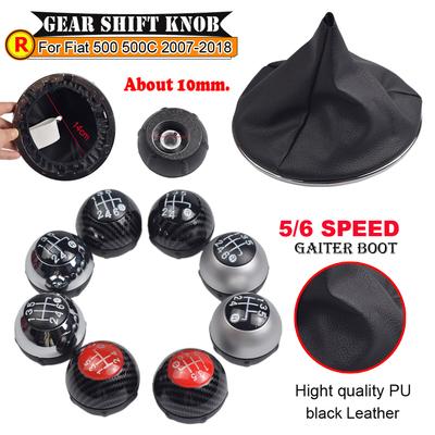 Per Fiat 500 500C 2007 - 2018 5 6 Marce Pomello Leva Cambio Testa Bastone Pelle Cappuccio Nero Lucido Ricambio
