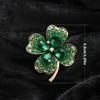 1pc Iced Out Shiny Rhinestone Clover Zinc Alloy Brooch Pin Elegant Luxury Jacket Cardigan Corsage Pin
