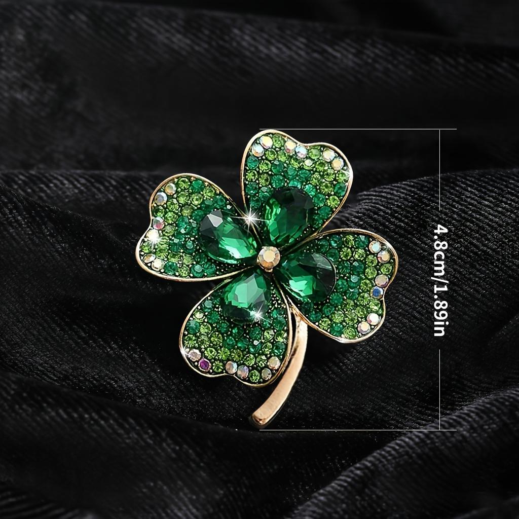 1pc Iced Out Shiny Rhinestone Clover Zinc Alloy Brooch Pin Elegant Luxury Jacket Cardigan Corsage Pin