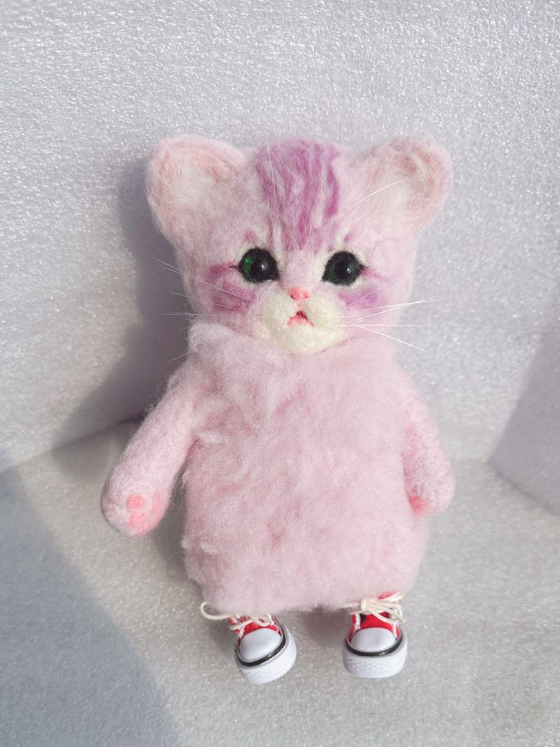 

[USED] Chata Artist Wool Felted Teddy Bear Handmade Plush Toy Cat