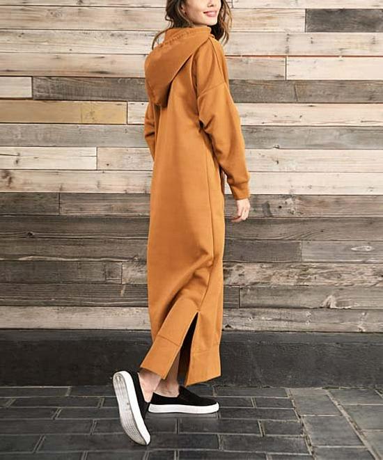New Plus Size Knitted Hooded Fleece Dress with Pockets - Autumn/Winter Casual Fashion