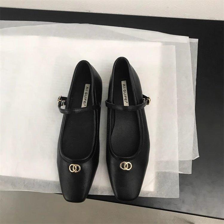 

Весна 2025 года, новые французские ретро туфли Xiaoxiangfeng с одним словом, плоским дном, неглубоким горлом, универсальные одинарные туфли Мэри Джейн, женская обувь 35 чёрный