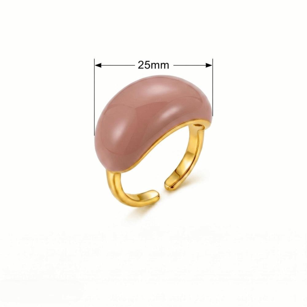 Gold Plated Brass Enamel Ring Enamel Drip Glaze Finger Ring Fashion Open End Ring For Women