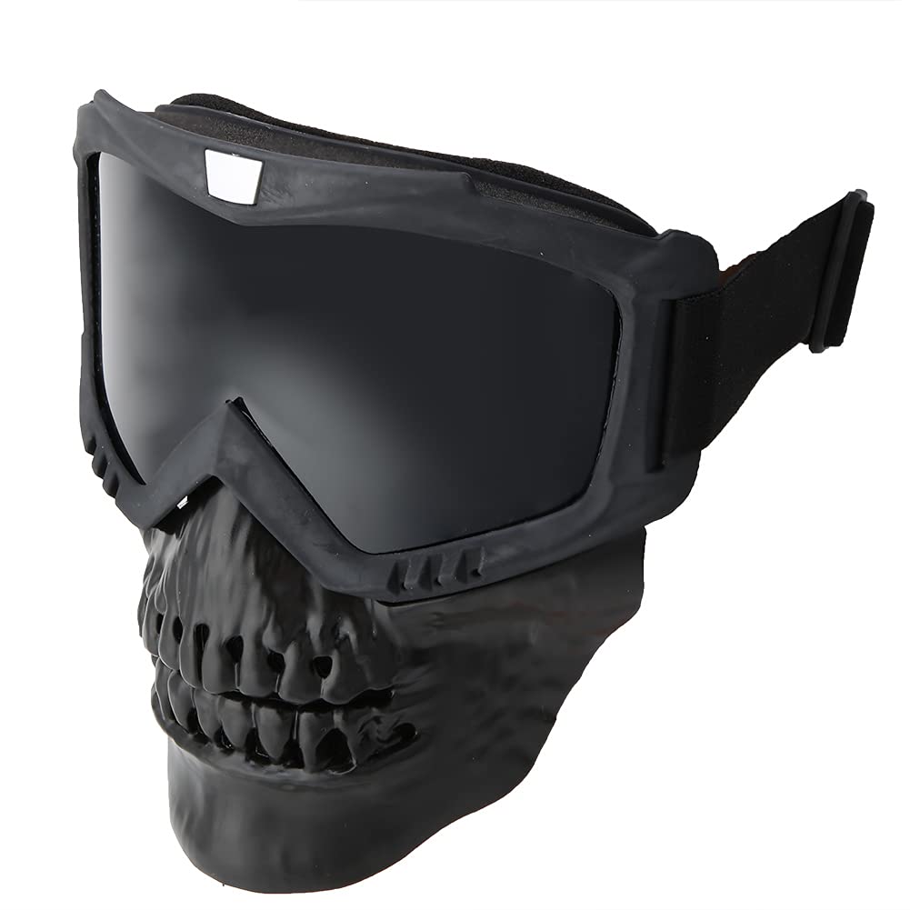 [Ongwan] Totenkopf Motorradbrille Unisex Outdoor Abnehmbare Motorradbrille Helm Motorrad Ski Sport Rennen (Grau)