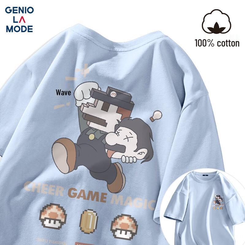 GENIOLAMODE Men's Cotton Short-Sleeve Graphic Tee