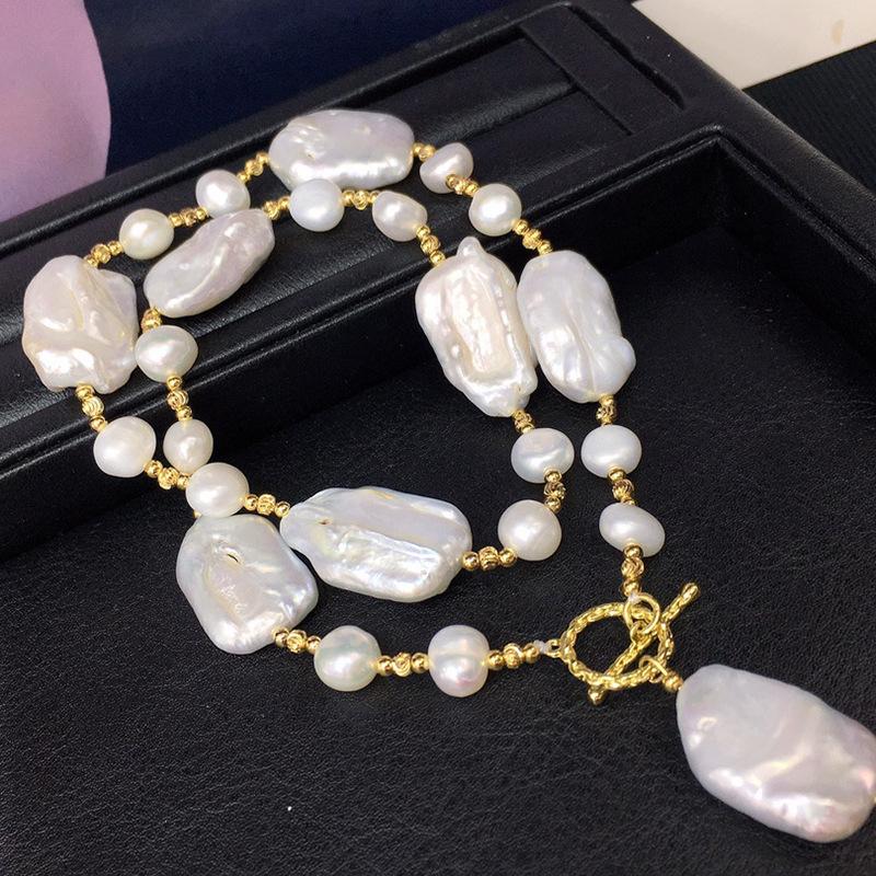 

Ожерелье в стиле барокко с пресноводным жемчугом, 4-17 мм, модное и простое женское зимнее ожерелье в новом стиле 45CM