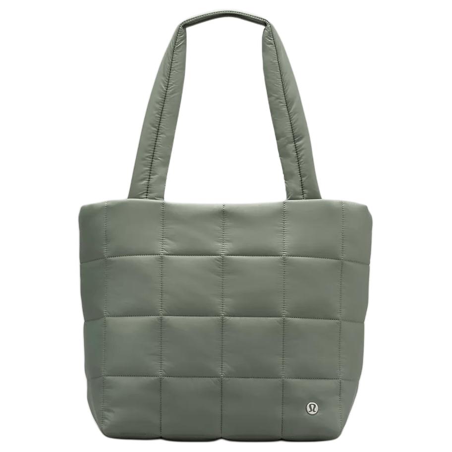 Lululemon Quilted Grid 12L Casual Fashion Nylon Tote Bag Unisex bags Gray Eucalyptus LW9FKAS-064762 Gray with Eucalyptus