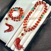 Vintage Vitreous Body High Quality Natural Chalcedony Agate Tassel Necklace Clavicle Chain Sweater Chain