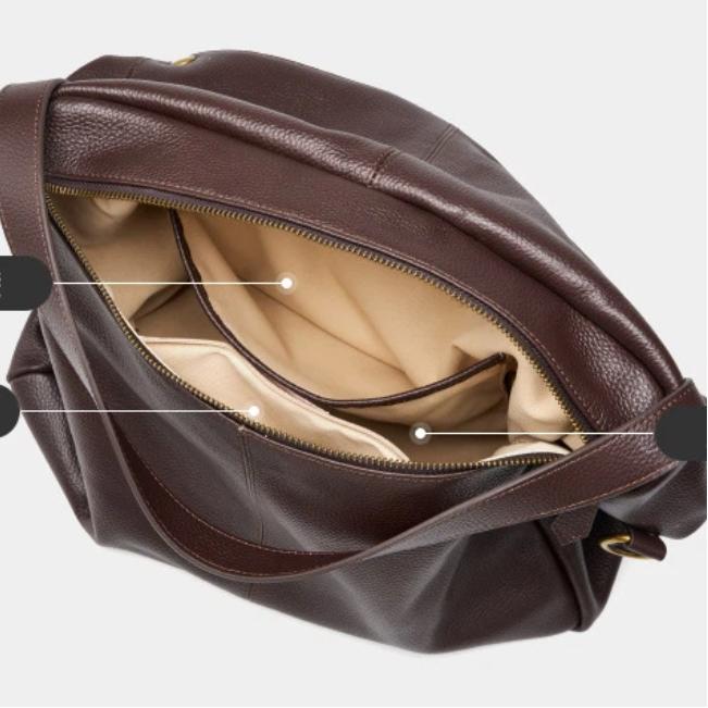 Echtes Leder Große Kapazität Damen Schulter Umhängetaschen Weiches Leder Einfache Lässige Damen Große Tragetasche Weibliche Satteltasche