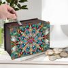 Wooden Flower Rhinestones Desktop Ornaments DIY Money Storage Box Diamond Art Decors Diamond Painting Change Holder Case Decors