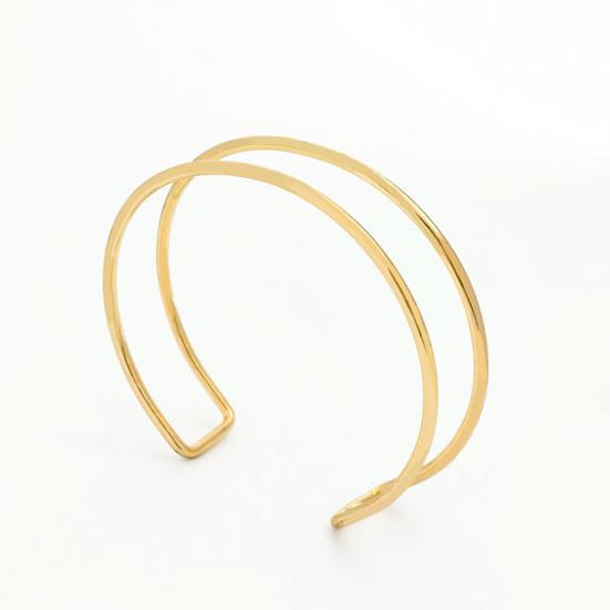 Yousheng 2 Stück Damen-Armbänder, doppellagig, offen, verstellbar, poliert, rutschfest, übertriebener Stil, einfarbig, Metall-Armmanschetten, Damenschmuck