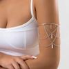 Salircon Gold Color Open Upper Arm Bracelet Women Jewelry Rectangle Charm Tassel Arm Bangle Party Summer Fashion Accessories New