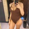 5 Colors V Neck Ribbed Cross Back One Piece Swimsuit Women Swimwear Female High Leg Cut Monokini Bather Bathing Suit Swim