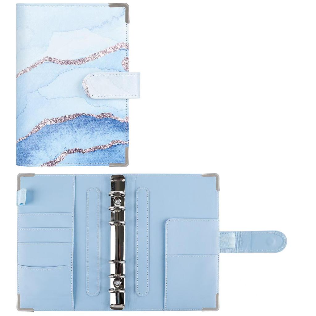 PU Ring Binder Budget Planner with Stickers - A6 Cash Envelope Notebook