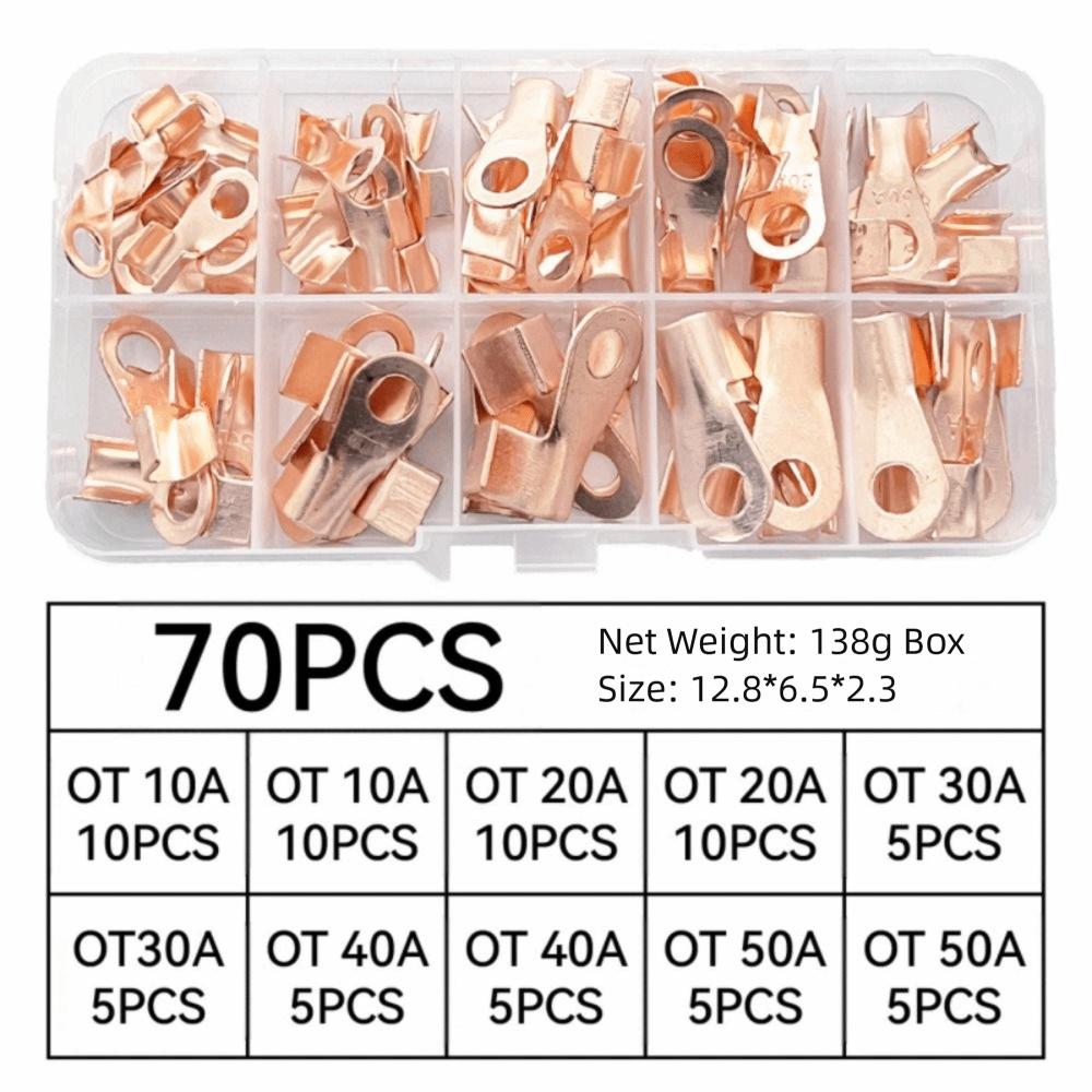 Solid Copper Crimp Terminals Red Copper Open Mouth Cable  Electrical Connection