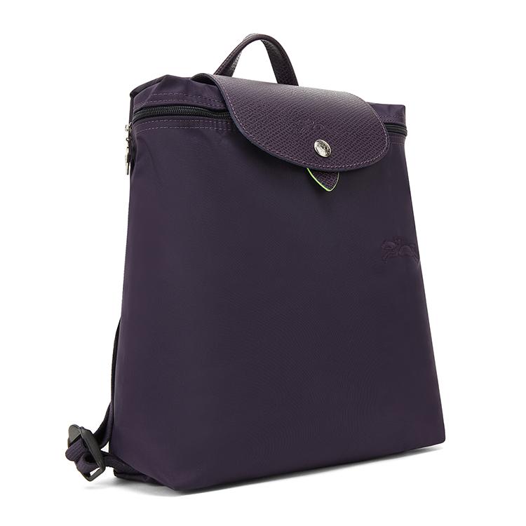 Longchamp Le Pliage Green Logo Druckknopf Reißverschluss Verstellbarer Schultergurt Recyceltes Polyamid Canvas Rucksack Damen Rucksack Lila 1699919645