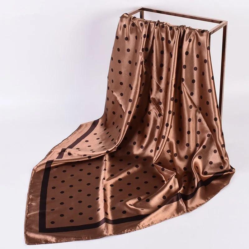 Head Scarf Women Luxury  90X90Cm Silk Square Scarf Satin Bandana Cheveux Soft Neckerchief Hijab Hair Scarves For Ladies