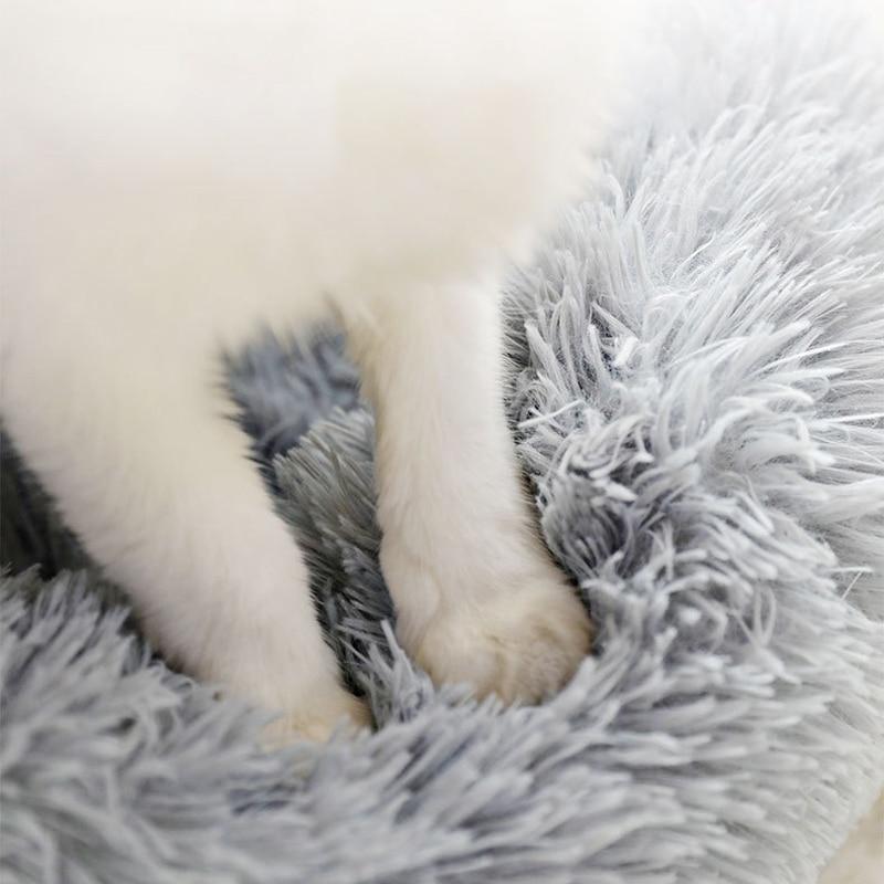 Pet Bed Thick Plush Round Pet Nest Cushion Comfortable Kennel Winter Warm Long Plush Super Soft Sleeping Bag Lounger Cat House