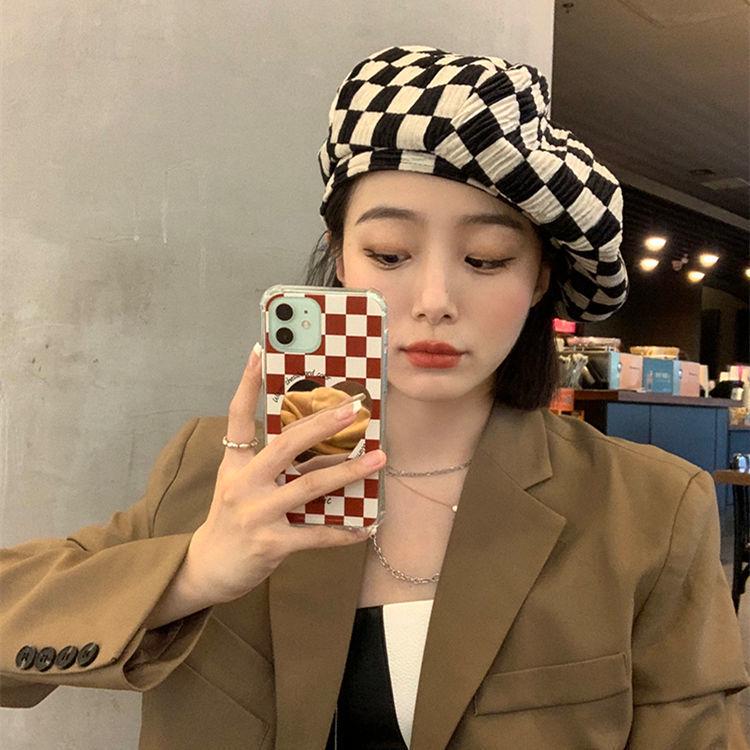 Beretă octogonală neagră pentru femei, primăvară/vară, asortabilă - Pălărie de pictor retro, la modă, în stil coreean și japonez