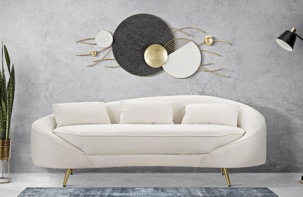 Sofa 3 Seaters Oslo With Cushions Cream Cm 185X84X68