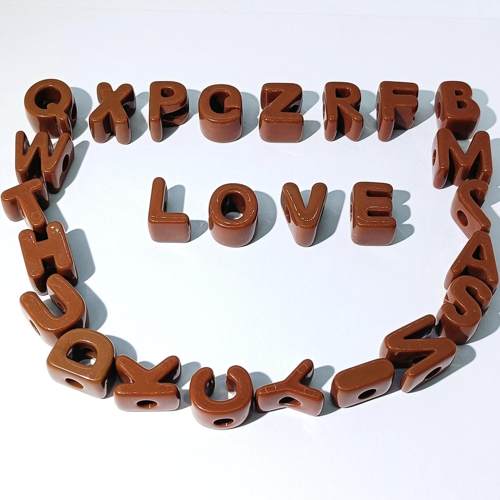 26 Stora 6 mm Hål Bokstavspärlor 20 mm A till Ö för DIY Smyckestillverkning Kit Armband nyckelring och Lärare för att Lära sig Bokstäver