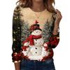 Women's Casual Long Sleeve Christmas Print Round Neck Top