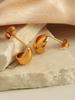 1 Pair Fashion Classic Simple 18k Gold Plated Waterproof Hollow Smooth Drops Stainless Steel Earrings