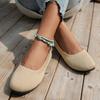 Large size autumn new flat bottom round head set feet shallow mouth fly weaving casual versatile single shoes women