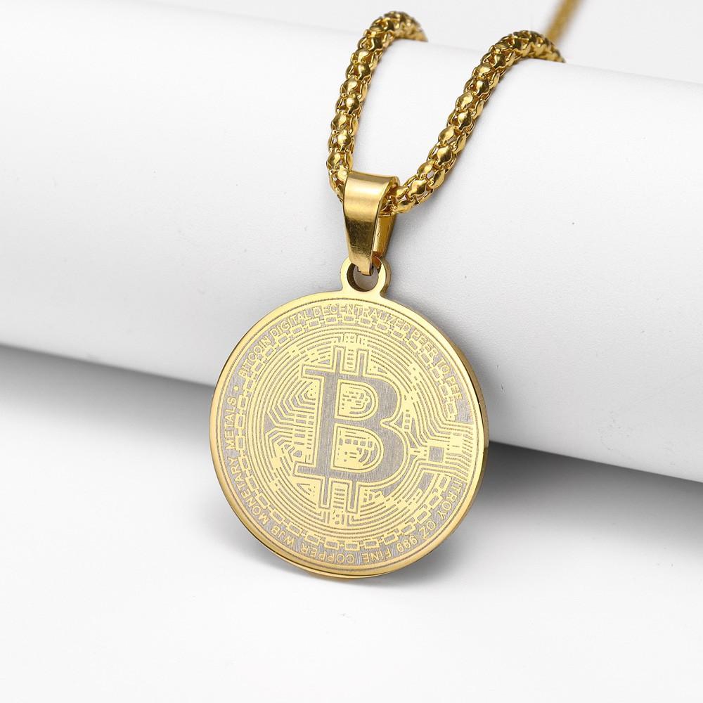 Fashionable New Bitcoin Pendant Necklace Round Bitcoin Pendant Necklace