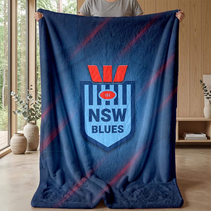 NSW Blues Flannel Fleece Blanket Cozy Warm Throw Blanket For Couch Bed Travel All Season Use
