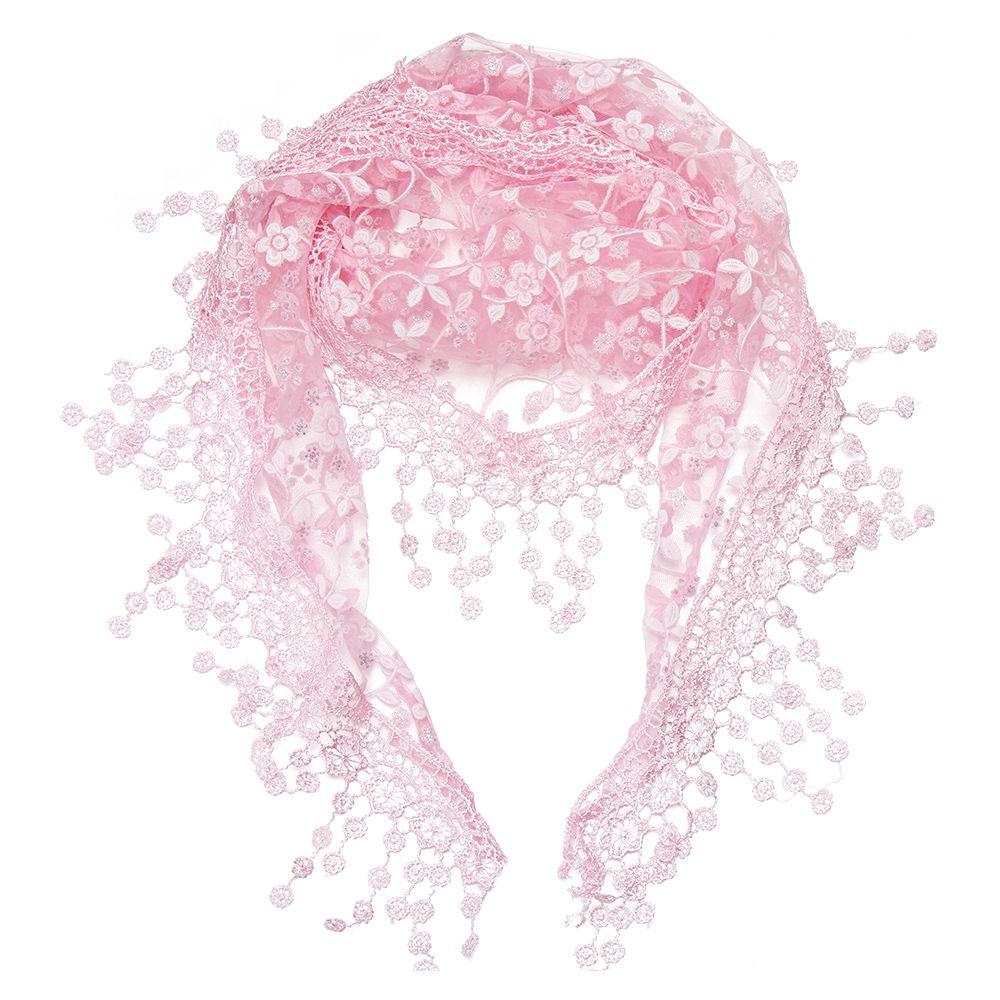 

Мягкий модный женский платок из шифона, кружевной шарф, кружевная кисточка, шейный платок Pink