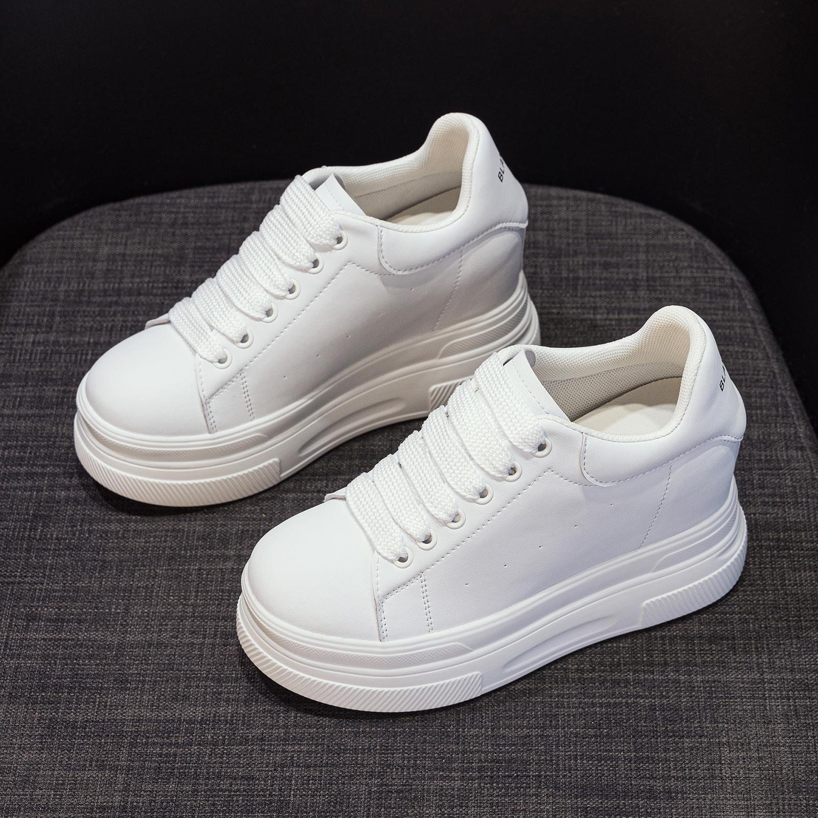 Leather inner height increase white shoes women s spring new versatile thick-soled muffin shoes lightweight small board shoes 34 6614₽