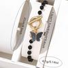 1 Set Neutral Black Beaded Butterfly Pattern Bracelet Fashionable Versatile Light Luxury Niche High-end Personalized Accessories