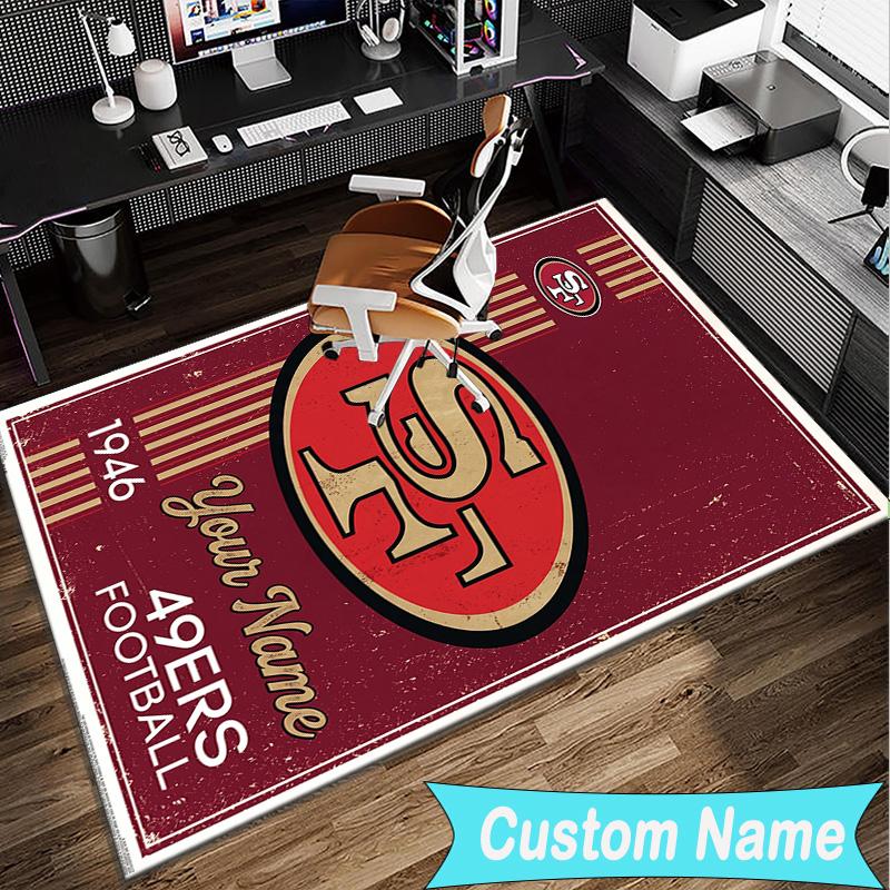 Custom Name Rug San Francisco Football Area Rug Suitable for Indoor And Outdoor,Carpets for Homes, Offices,Living Rooms,Home Decor,Christmas Gift