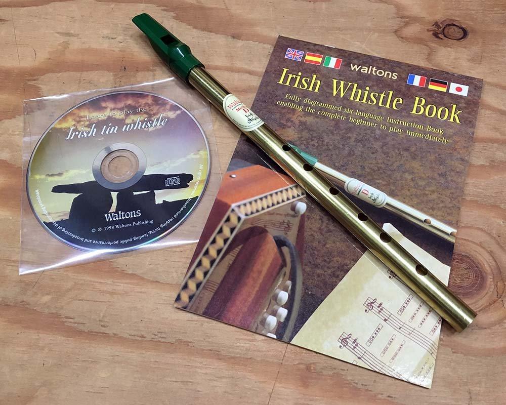 Waltons Tin Whistle, Brass, D Key, with 6-Language Instruction Manual (Japanese Included)  Instruction Manual Demo CD Included, 1514
