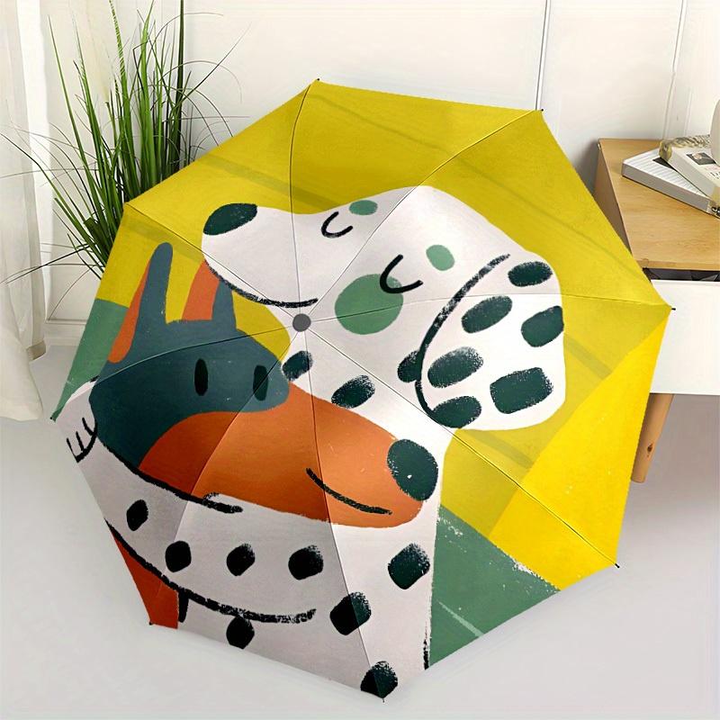 1pc Dalmatian Puppy Love Automatic Open/Close Exquisite Umbrella Sturdy Iron Frame, Compact Travel Umbrella, Intricate Design Umbrella a0829051