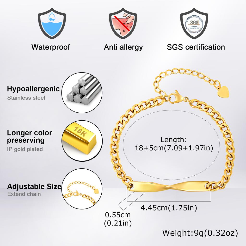 Chic Grinding Chain Mobius Bracelet for Women Men,Stainless Steel Couple Bracelets,Trendy Jewelry Gift for Lover