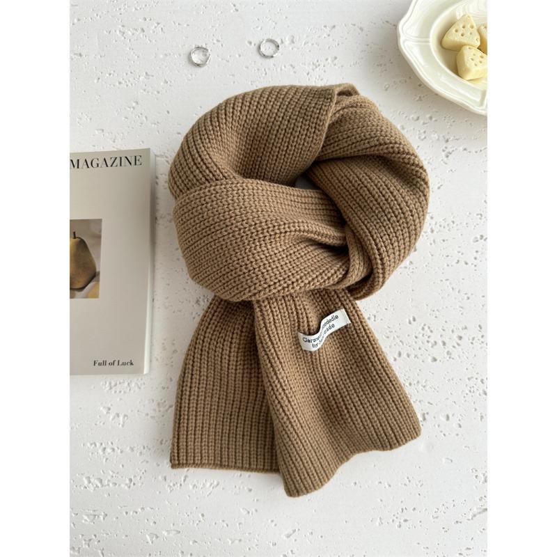 Sheep wool couple solid color knitted wool scarf women's autumn and winter value for money, thickened warm scarf