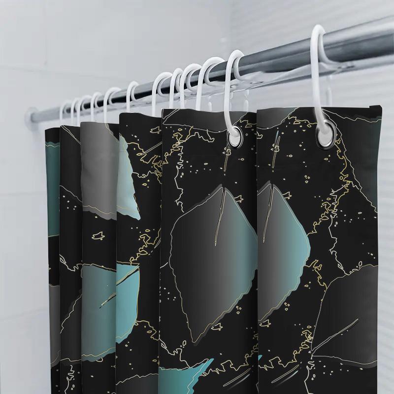 Luxury Marble Pattern Shower Curtain Set Bathroom Decor Waterproof Printing Polyester Bath Linen Home Accessories Black Teal Col