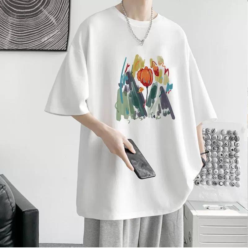 Unisexs Cotton Tshirts Black 3XL T Shirt for Unisex Casual Summer Wear Fashion Flower Print Tee Shirts White Unisex Clothing