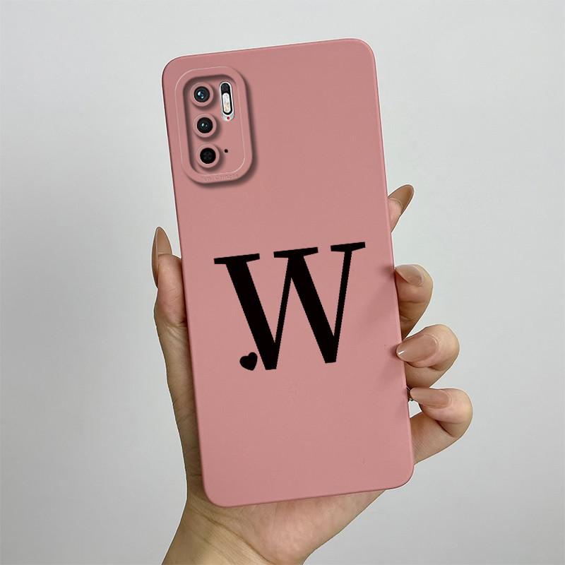For Xiaomi Redmi Note 10 5G Case Redmi Note 10T 5G Cover M2103K19G Cute Initial Letters Square Phone Case Shockproof Back Cover