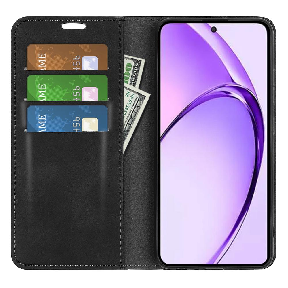 

For Oppo A3 Pro (Global) 5G/A3 Pro (India) 5G/K12x 5G (India)/A80 5G Case Drop-Proof Skin-Touch Leather Wallet Phone Cover Black