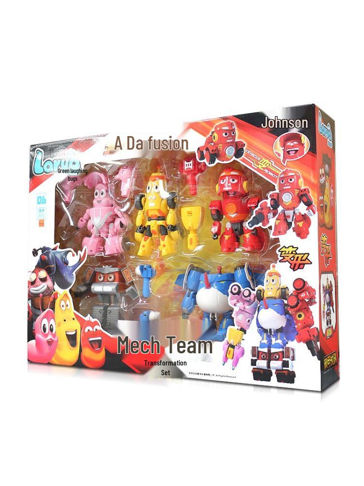 Laughing Larva Toys: Mecha Team Transforming Car-Robot Set for Boys