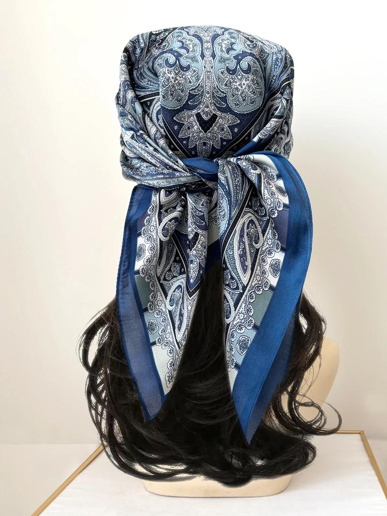 2024 New Fashion 70X70cmPrinted Women's Scarf Pashmina Silk Scarf Square Shawl Decorative Headband Neck Luxury Design Bandana